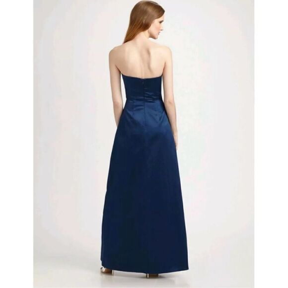 BCBGMaxazria Women’s Strapless Blue Ink Pleated Bow Maxi Occasion Gown - Picture 4 of 15